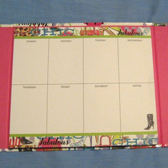 Fashion Weekly Organizer Planner w/Sticky Notes, Pink White, New! - Picture 5 of 5